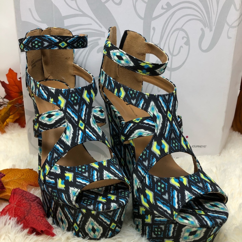 Shi By Journeys Multi Colored Platform Wedges - image 3